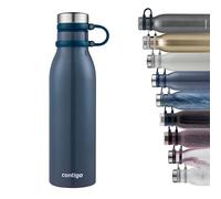 Contigo Materrhorn, Matterhorn, Bottiglia Acqua Acciaio Inox con Isolamento Thermalock, Bicchiere Senza BPA con Cappuccio avvitabile, a Prova di Perdita 100%, 590 ml Unisex-Adult, Blueberry Transsatin