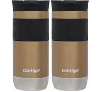 Contigo Travel Mug Byron, Stainless Steel Thermal-Mug, Coffee to Go Cup, 100% Leakproof, Keeps Hot for 7 Hours, Dishwasher Safe Lid (Confezione da 2)