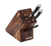 Continenta Ceppo in Legno di Acacia Kern con Scomparti Carte per 5 X COLTELLI, Affilacoltelli e Forbici, Dimensioni 22 x 9,5 x 20 cm (Senza coltelli)