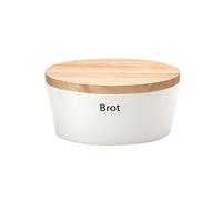 Continenta Contenitore per Pane Ovale con Coperchio in Legno, fresato Bordi, Retro Utilizzabile Come Tagliere, Portapane con Ventilazione, Dimensioni: 27 x 20 x 13,5 cm