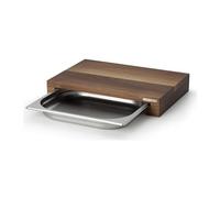 CONTINENTA - Tagliere Rettangolare Con Cassetto In Acciaio Inox, Marrone Scuro, Cm 39x27x6
