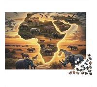 Continente Africano Puzzle 1000 Pezzi Puzzle per Adulti Fauna Selvatica Gioco di Puzzle 1000 Pezzi Carta Relax Famiglia Regalo 52x38cm/1000pcs
