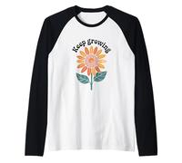 Continuare a Crescere retrò Girasole Illustrazione Maglia con Maniche Raglan