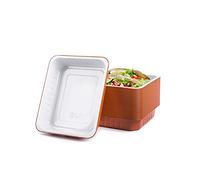 CONTITAL AS222040 | Vaschette Alluminio Laccato 6 Porzioni Extra-Rigide Bianco/Rame | Contenitori Monouso | Ideali per Teglie Forno, Microonde e Asporto | 50 Pezzi