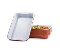 CONTITAL AS223000 | Vaschette Alluminio Laccato 10 Porzioni, Bianco/Rame Extra-Rigide | Contenitori per Microonde e Asporto | Teglie Monouso Aluminio per Alimenti | 25 Pezzi