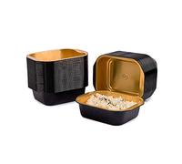 CONTITAL Contenitori 1 Porzione in Alluminio laccato AS220497 Eclipse - Vaschette monouso con maniglie Nero/Oro, Linea Eclipse, Luxury Food Delivery - Extra Rigidi, 50 pezzi