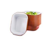 CONTITAL Contenitori monouso in Alluminio laccato AS220497 - Vaschette 1 Porzione con maniglie bianco/terracotta, Linea Premium - Extra Rigidi, 50 pezzi