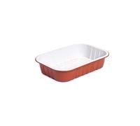 CONTITAL Contenitori monouso in Alluminio laccato AS221000 - Vaschette 2 porzioni bianco/terracotta, Linea Premium - Extra Rigidi, 50 pezzi