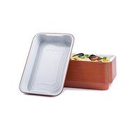 CONTITAL Contenitori monouso in Alluminio laccato AS222500 - Vaschette 6 porzioni con maniglie bianco/terracotta, Linea Premium - Extra Rigidi, 40 pezzi