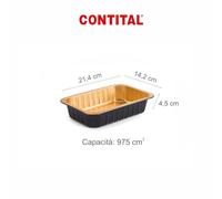 CONTITAL Eclipse AS220975 | Vaschette Alluminio 2 Porzioni | Teglie Forno Monouso Laccate Extra-Rigide | Contenitori Aluminio Ideali per Microonde e Asporto | 50 Pezzi