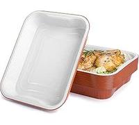 Contital FACILE PACK AS223600 - Vaschette Alluminio Laccato Bianco/Rame 8 Porzioni, 25 pezzi Extra-Rigidi - Contenitori Monouso per Microonde e Asporto | Teglie Aluminio Usa e Getta