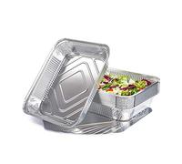 CONTITAL R2L Vaschette Alluminio Grandi 6 Porzioni con Coperchio | Contenitori Monouso, Teglie per Microonde Usa e Getta, Linea Professionale - 25 pezzi