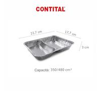 CONTITAL R880G | Vaschette Alluminio 2 Scomparti | Contenitori per Alimenti Monouso - Linea Professionale 100 Pezzi
