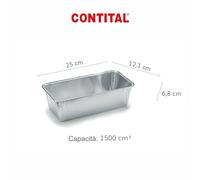 CONTITAL RF1500G Linea Folded | Vaschette Alluminio per Plumcake Dolci e Salati | Teglie Alluminio Monouso Resistenti | Contenitori Aluminio Perfetti per Cucina e Asporto | 50 Pezzi