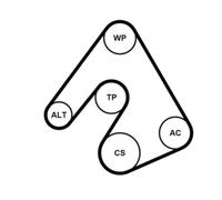 Pompa dell'acqua + kit cinghia trapezoidale 5PK1207WP1 CONTINENTAL CTAM per OPEL