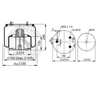 CONTITECH AIR SPRING 836 N P14 Soffietto, Sospensione pneumatica
