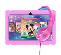Contixo 7 Kids Tablet Bundle - Tablet e cuffie per bambini, include 50+ libri di storia Disney (valore $200), 7 pollici HD, età 3-7, controllo genitori, Android 11, 32 GB, WiFi - rosa