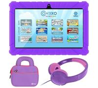 Contixo Set di tablet da 7 pollici per bambini, Bluetooth, Android, doppia fotocamera, controllo genitori, cuffie Bluetooth per bambini e borsa per tablet, viola