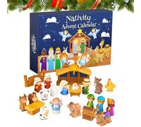 Conto alla rovescia 'Avvento 2025-40x27x5cm | Decorazione per la casa con presepe natalizio con figure religiose, calendario 'Avvento 25 giorni per bambini, camera da, soggiorno,