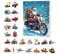 Conto alla rovescia di Natale, 10.23x7.08x1.18in 24 giorni di calendario di dicembre Countdown, 2D ACRILIC SANTA TRASPORTO VEICOLO CALENDARIO DI PENDANT PER 'UTENZIONE 'UTENTE 'UTENZIONE