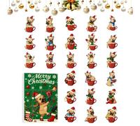 Conto alla rovescia di Natale, 24 giorni, giocattolo creativo in acrilico 2D a tema cane, per amanti dei cani, calendario per il conto alla rovescia, per riempire la calza della Befana, feste, casa