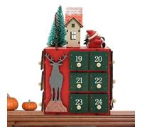 Conto alla rovescia di Natale Cubo in Legno Riutilizzabile a Forma di | Calendario riempibile per Home Office, scrivania, tavolo, mensola del e festività