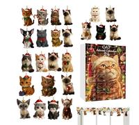 Conto alla rovescia natalizio: calendario a tema gatto 25 cm, set di ciondoli 2D, display portachiavi festivo, accessorio decorativo per feste | simpatico calendario del conto alla rovescia di gat