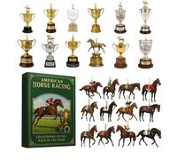 Conto alla rovescia per l'avvento per le corse di di Natale | Calendario della decorazione a 24 giorni acrilici 2D | Ornamenti del trofeo del cavallo da corsa per gli appassionati di equestri