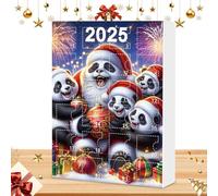 Conto Alla Rovescia Per Natale | Ornamento Natalizio Panda 2D | 24 Pendenti Conto Alla Rovescia per Giardino Albero Portale Maniglia Auto Zaino Tradizione Festività