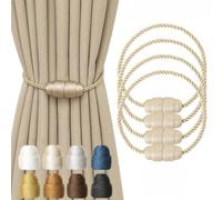 Contoeey Fermatende magnetici per tende, confezione da 4, per tende, decorativi, colore: beige