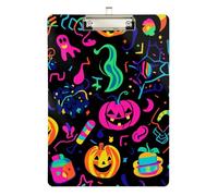 Contorno incandescente Disegno Halloween Clip Board Cartella Foro Standard per Allenatori Softball Appunti Insegnante Dimensioni 9 x 12