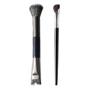 Contour Brush Set, 2 Pieces Double-Ended Nose Shadow Brushes with Synthetic Bristles for Blending, Smudging, Sculpting, Highlighting, Defining Makeup