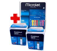 Contour Next test glicemia strisce di 100 pezzi + Lancette Microlet, 200 unità