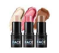 Contour Stick con sfumature di Highlighter, Bronzer e Blush, un Contour Stick impermeabile e non grasso che contorna il viso senza sforzo con un tocco leggero (A, 3 pezzi)