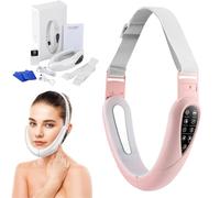 Contourflex 4-in-1 Massager for Face, Reviona Contour Flex Facial Sculpting Device, 5 Nursing Modes & 15 Levels of Intensity &180° Foldable with Remote Control (Pink)