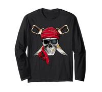 Contraband - Pirate - Red Bandana - Skull & Swords Logo Maglia a Manica