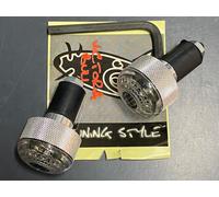 CONTRAPPESI LED ILLUMINATI UNIVERSALI LUCE MANUBRIO SCOOTER ANODIZZATO ARGENTO