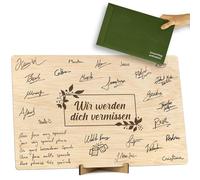 CONTRAXT Abschiedskarte oder Unterschriftenbuch aus Holz. Originelles Geschenk zur Verabschiedung von Kollegen, Chefs, Lehrern, Lehrerinnen, zum Schulabschluss (Abschied)
