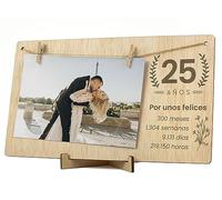 CONTRAXT Cornice portafoto 25 anni anniversario compleanno. Idee dettagli regali 25 ° anniversario coppie sposati sposati matrimoni in argento Biglietto di auguri Buon anniversario uomo donna (25')