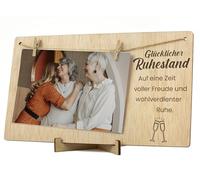 CONTRAXT Fotohalter mit Holzklammern. Originelles Geschenk Ruhestandskarte Wünsche zum Ruhestand an Mann Frau in Rente Fotoaufhänger mit Klammern 10x15 Holz Clips 10x15 Wood Retirement (Ruhestand)