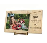 CONTRAXT Portafoto mollette Maestre legno. Regalo dettaglio Cornice Portafoto dettagli biglietto ringraziamento Festa insegnante addio maestro maestra fine scuola porta foto uomo donna (Maestre IT)