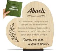 CONTRAXT Tarjeta abuelo en madera. Regalos originales para abuelos especiales, Detalles felicitacion postales Feliz dia del abuelo español
