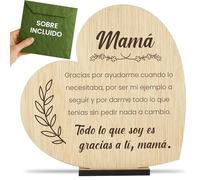 CONTRAXT Tarjeta Dia de la Madre madera. Regalo original postal de felicitacion madera para Mama madre por su cumpleaños feliz día de la madre