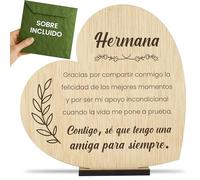 CONTRAXT Tarjeta regalo para Hermana madera. Regalo original tarjeta de felicitación para hermana cumpleaños agradecimiento o dia especial