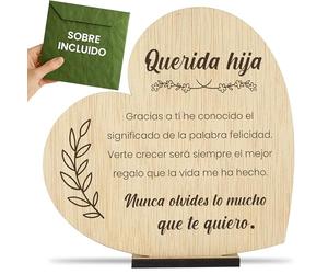 CONTRAXT Tarjeta regalo para una hija madera. Regalo original hija Postal cumpleaños para un hija Que regalar a una hija Felicitación tarjetas agradecimiento hija madera (Hija)