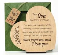 CONTRAXT Wooden Gift Card for a Son. Original Gift Idea for Son Birthday Card Gift Ideas for Son Thank You Plaque Sign Wood