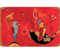 Contrence Poster in metallo retrò con scritta "Mit Und Gegen Wassily Kandinsky", stampa astratta impressionista rossa laminata a secco, poster da parete 20,3 x 30,5 cm