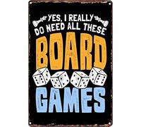 Contrence Targa in metallo con scritta "Yes Really Do Need All These Board Games", divertente, vintage, decorazione per cucina, casa, club, regalo, 30 x 40 cm