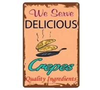 Contrence Targa in metallo vintage con scritta "We Serve Delicious Crepes Quality Ingredients ", decorazione da parete, per casa, ristorante, bagno, 15 x 20 cm