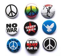 Contro la guerra Buttons 9 diversi 35 mm colomba pace No War No War No Blut for Öl Peace